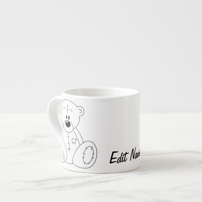 Espresso Xícara de Café Urso de Pelúcia Personalizada (Frente Esquerda)