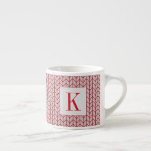 Espresso XÍCARA DE ESQUENTA MALHA VERMELHA CINZA + Inicial