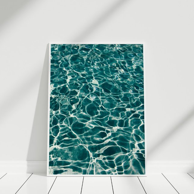 Espuma do Oceano Teal Poster (Teal Ocean Foam Poster in white frame.)