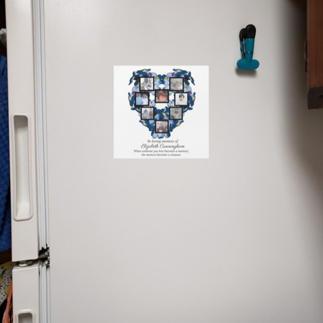 Esqueça-Me Não Floral Coração Oito Fotos Magnética (Criador carregado)