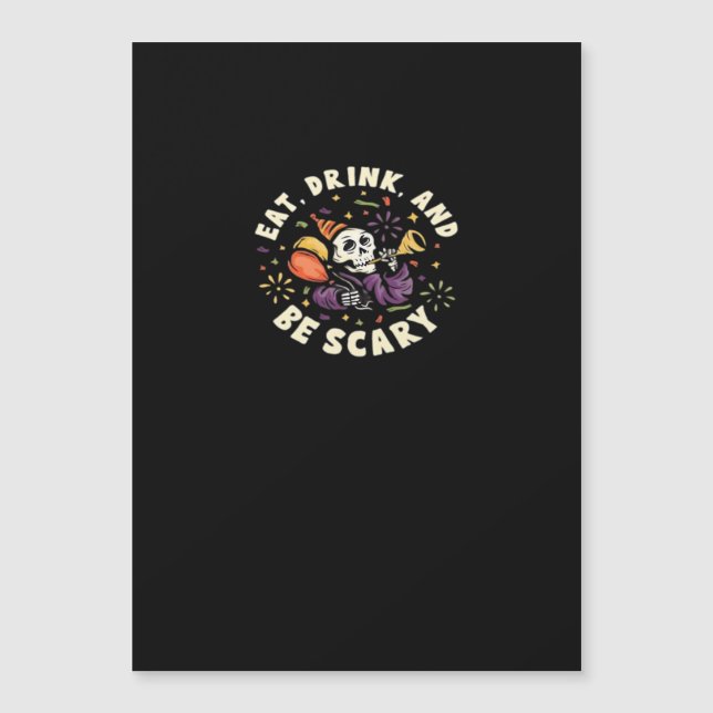 Esqueleto Assustador Celebrando o Halloween Comer  (Frente)