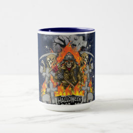 Esqueleto Assustador Na Caneca Noturna De Hallowee