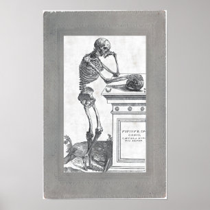 Esqueleto com poster do crânio