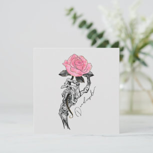 Esqueleto Da Mão Do gótico Com Rosa Rosa Rosa DE