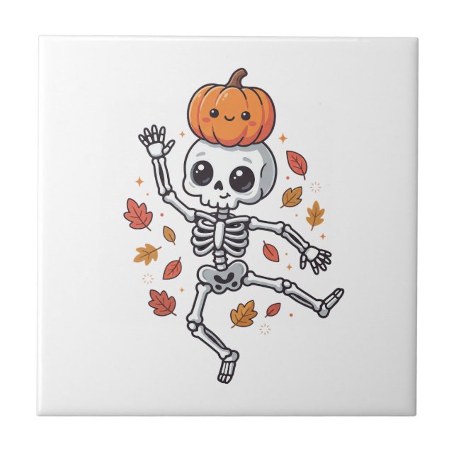 Esqueleto Dançante de Halloween Fofo com Cabeça de (Frente)