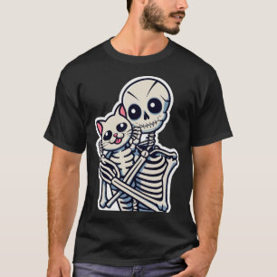 Esqueleto De Anime Segurando Uma Camisa De Gato No