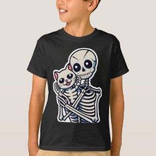 Esqueleto De Anime Segurando Uma Camisa De Gato No
