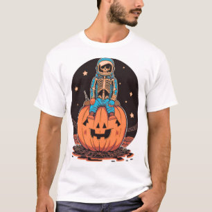 Esqueleto de Astronauta Assustador em Camiseta de