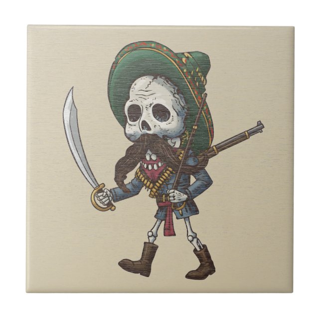 Esqueleto de Bandido Mexicano - Azulejo Cerâmico d (Frente)