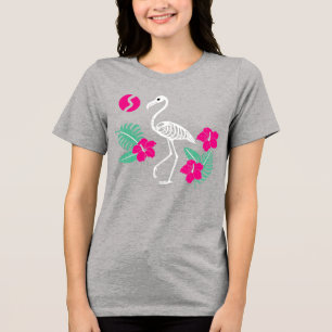 Esqueleto de Flamingo Estilizado com Flores Tropic