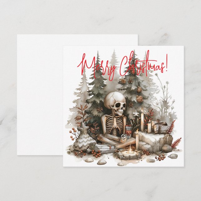 Esqueleto de Natal com Árvores de Natal (Frente/Verso)