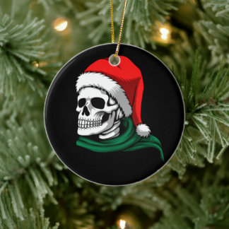 Esqueleto de Papai Noel em enfeite de Natal