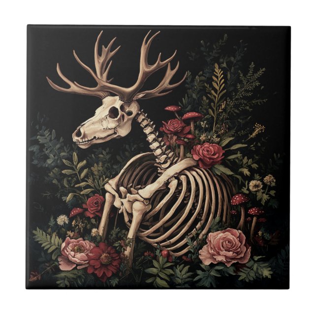 Esqueleto de Veado Floral Gótico (Frente)