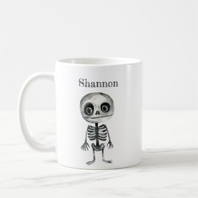 Esqueleto Gato Personalizado Da Caneca De Hallowee (Esquerda)