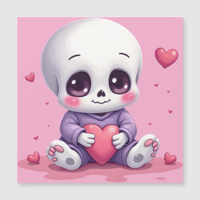 Esqueleto Kawaii Segurando Coração (Frente)