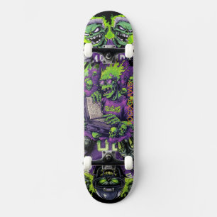 Esqueleto Verde Zumbi Acadêmico & Skate de Terror