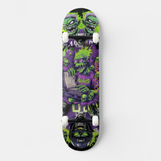 Esqueleto Verde Zumbi Acadêmico & Skate de Terror