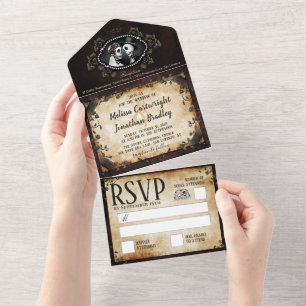 Esqueletos de Casamento Gótico Marrom Elegante