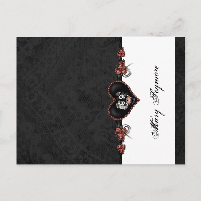 Esqueletos Preto ADICIONE NOME BRILHO Cartão de Me (Frente)