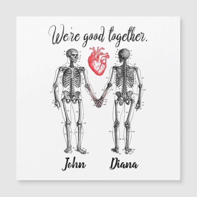 Esqueletos segurando mãos e Namorados cardíaco (Frente)