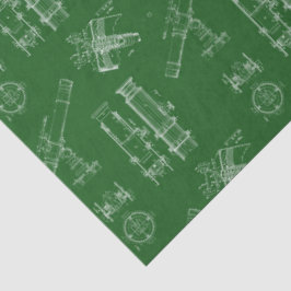 Esquemas de telescópio em papel de seda verde