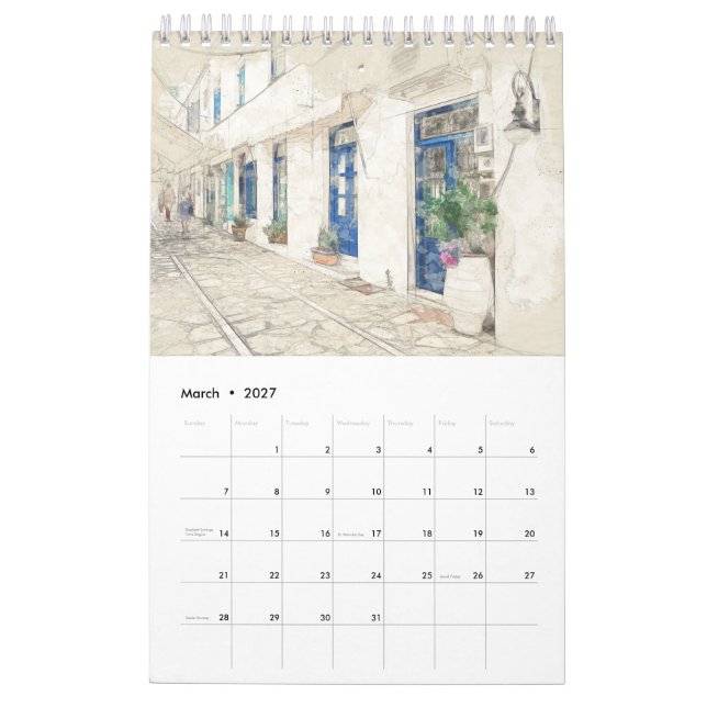 Esquemas Gregos 2026 Calendário de Parede - Desenh (Mar 2027)