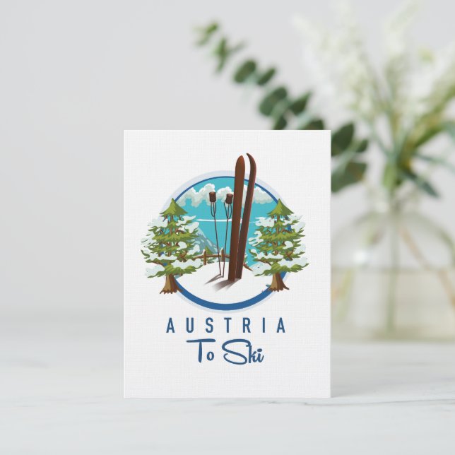 Esqui, logotipo poster de esqui. (Em pé/Frente)