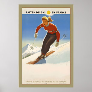 Esqui na França Poster de Esqui Vintage - Impressã