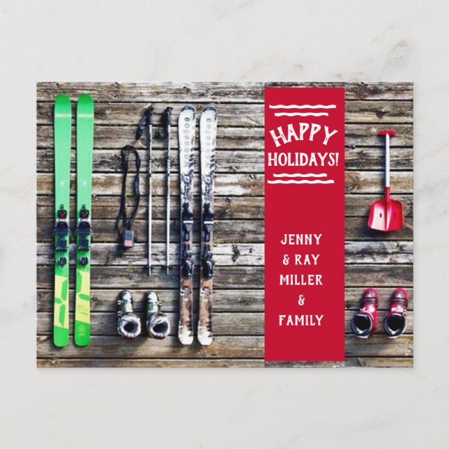 Esqui Natal - Cartão de Natal - Cartão Postal (Frente)