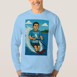 Esquiador aquático com uma camisa de raquetebol