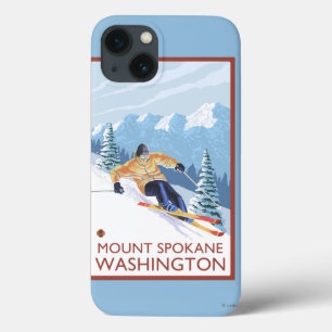 Esquiador da neve de Downhhill - montagem Spokane,