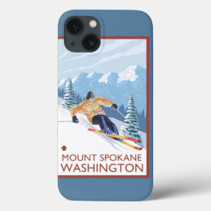 Esquiador da neve de Downhhill - montagem Spokane,