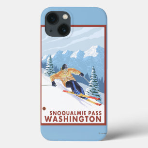 Esquiador da neve de Downhhill - passagem de