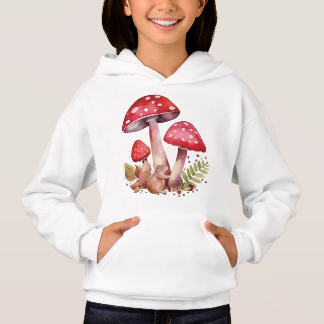 Esquilo bonito com Cogumelos Vermelhos (Frente)