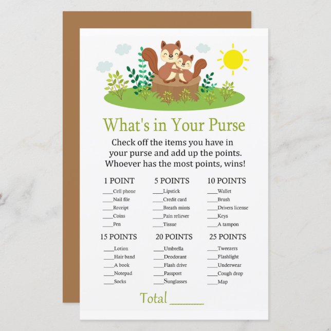 Esquilo Bonito O que há no seu jogo (Frente/Verso)