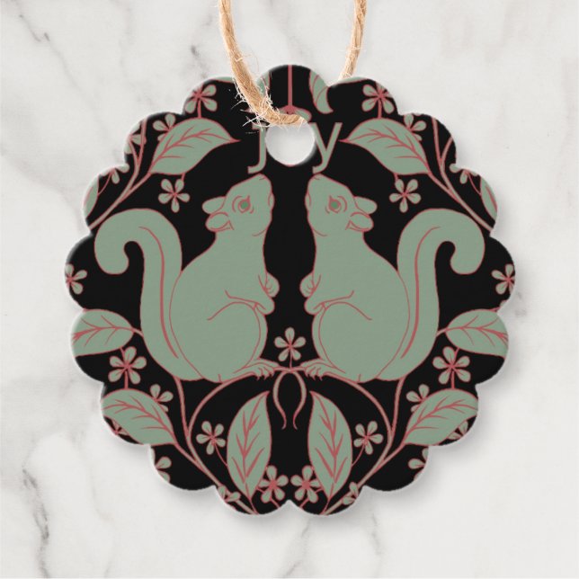 Esquilo com Flores com Etiqueta de Presente de Art (Frente)