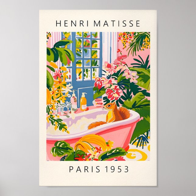 Esquilo Em Bathtub, Poster Engraçado, Decoração De (Frente)