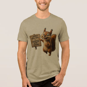 Esquilo Engraçado e Maluco Camiseta Tri-Blend Masc