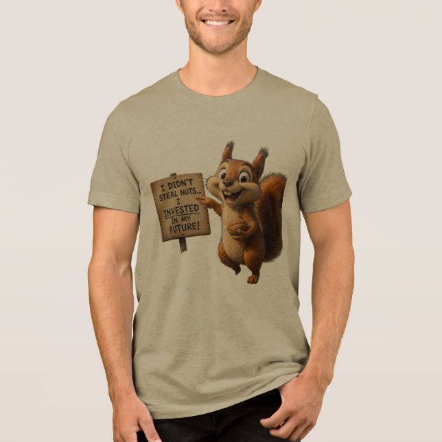 Esquilo Engraçado e Maluco Camiseta Tri-Blend Masc (Frente)