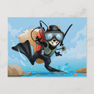 esquilo escubante no cartão postal de férias