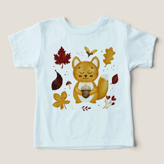 Esquilo Florestal Fofo com Aquarela de Bolota  (Design frontal)