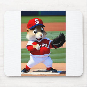 esquilo, jogando beisebol no mouse pad