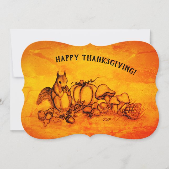 Esquilo no outono, Feliz Ação de Graças! (Frente)