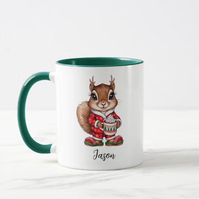 Esquilo Reindeer Personalizado Caneca de Natal (Esquerda)