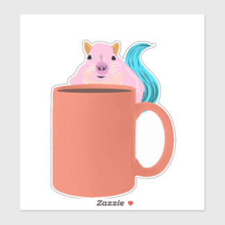 esquilo segurando adesivo de café