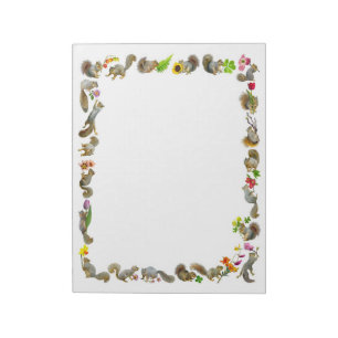 Esquilos com Bloco de Notas de Flores