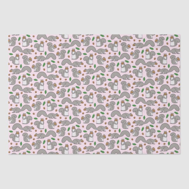 Esquilos de cinza em Papel Tecido Rosa (Frente )