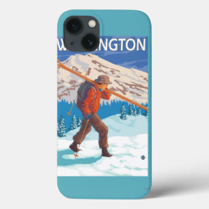Esquis da neve do carregando do esquiador -