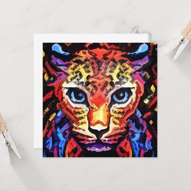 Esse Colorido Cartão de Leopardo com Visual Plano (Frente/Verso In Situ)