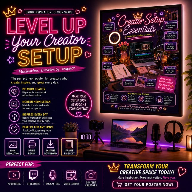 Essenciais de Configuração de Criador Poster Neon  (Criador carregado)